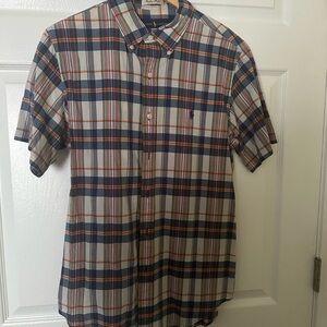 Ralph Lauren Men's Blue and Red Plaid Shirt